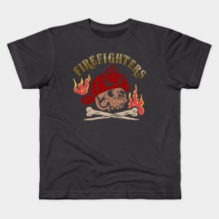 Skull firefighter with helmet Kids T-Shirt